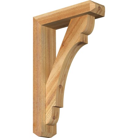 Ekena Millwork Olympic Craftsman Rough Sawn Bracket w/ Offset Brace, Western Red Cedar, 4"W x 14"D x 22"H BKT0402X14X22OLY04RWR
